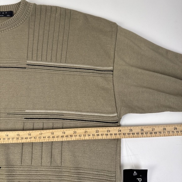VTG NWT Protege Collection Geometric Sweater Men's XL Knit Beige Pullover 90's - Picture 7 of 12